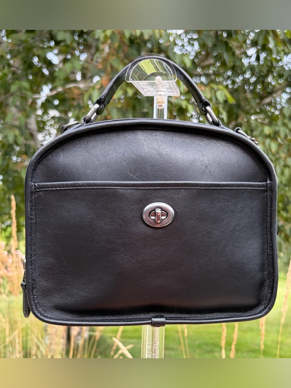 Coach Archive Retro Lunch Pail Black Leather Top handle Crossbody F11785 - Picture 5 of 17
